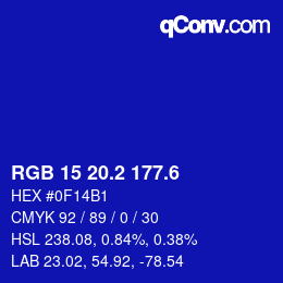 カラーコード: RGB 15 20.2 177.6 | qconv.com