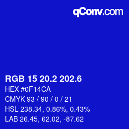 カラーコード: RGB 15 20.2 202.6 | qconv.com