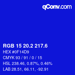 カラーコード: RGB 15 20.2 217.6 | qconv.com