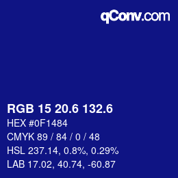 カラーコード: RGB 15 20.6 132.6 | qconv.com