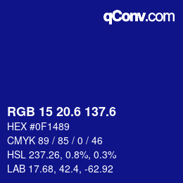 カラーコード: RGB 15 20.6 137.6 | qconv.com