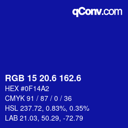 カラーコード: RGB 15 20.6 162.6 | qconv.com