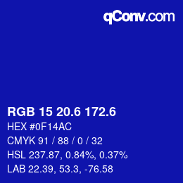 カラーコード: RGB 15 20.6 172.6 | qconv.com