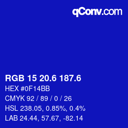 カラーコード: RGB 15 20.6 187.6 | qconv.com