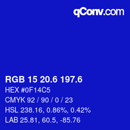 カラーコード: RGB 15 20.6 197.6 | qconv.com