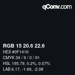 カラーコード: RGB 15 20.6 22.6 | qconv.com