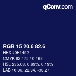 カラーコード: RGB 15 20.6 82.6 | qconv.com