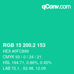 カラーコード: RGB 15 200.2 153 | qconv.com
