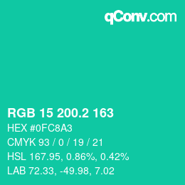カラーコード: RGB 15 200.2 163 | qconv.com