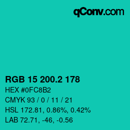 カラーコード: RGB 15 200.2 178 | qconv.com