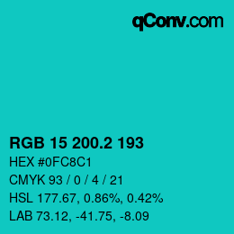 カラーコード: RGB 15 200.2 193 | qconv.com