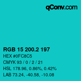 カラーコード: RGB 15 200.2 197 | qconv.com