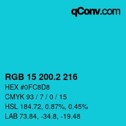 カラーコード: RGB 15 200.2 216 | qconv.com