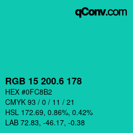 カラーコード: RGB 15 200.6 178 | qconv.com