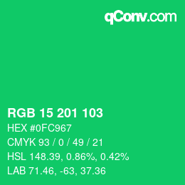 Color code: RGB 15 201 103 | qconv.com