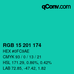 Color code: RGB 15 201 174 | qconv.com