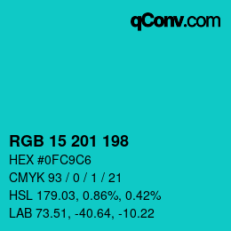 Color code: RGB 15 201 198 | qconv.com