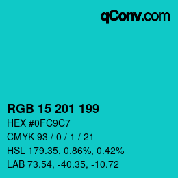 Color code: RGB 15 201 199 | qconv.com
