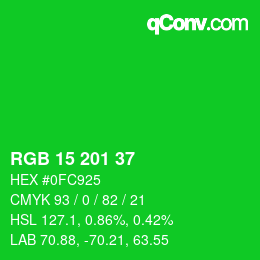 Color code: RGB 15 201 37 | qconv.com