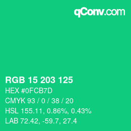 Color code: RGB 15 203 125 | qconv.com