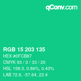 Color code: RGB 15 203 135 | qconv.com