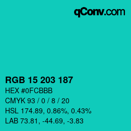 Color code: RGB 15 203 187 | qconv.com