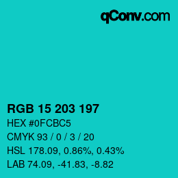 Color code: RGB 15 203 197 | qconv.com