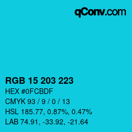 カラーコード: RGB 15 203 223 | qconv.com