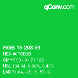 Color code: RGB 15 203 59 | qconv.com