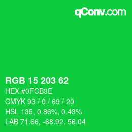 Color code: RGB 15 203 62 | qconv.com
