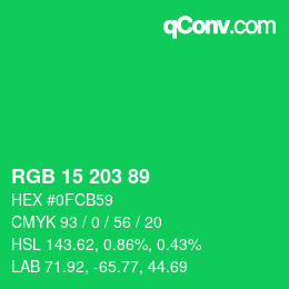 Code couleur: RGB 15 203 89 | qconv.com
