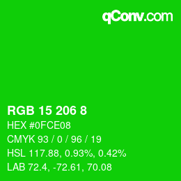 Color code: RGB 15 206 8 | qconv.com