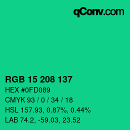 Color code: RGB 15 208 137 | qconv.com