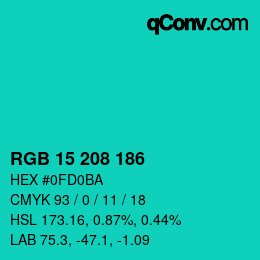 Color code: RGB 15 208 186 | qconv.com