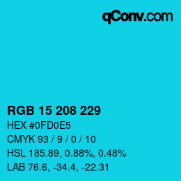 Color code: RGB 15 208 229 | qconv.com