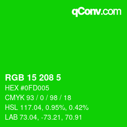 Color code: RGB 15 208 5 | qconv.com