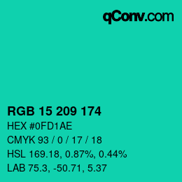 カラーコード: RGB 15 209 174 | qconv.com