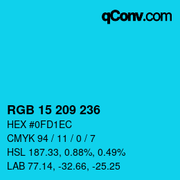 颜色代码: RGB 15 209 236 | qconv.com