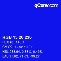 Color code: RGB 15 20 236 | qconv.com