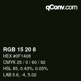 カラーコード: RGB 15 20 8 | qconv.com