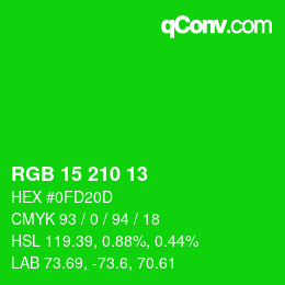 Color code: RGB 15 210 13 | qconv.com