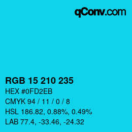 Color code: RGB 15 210 235 | qconv.com