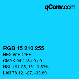 Color code: RGB 15 210 255 | qconv.com