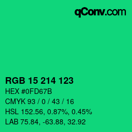 カラーコード: RGB 15 214 123 | qconv.com