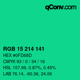Color code: RGB 15 214 141 | qconv.com