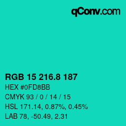 カラーコード: RGB 15 216.8 187 | qconv.com