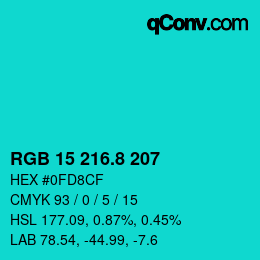 カラーコード: RGB 15 216.8 207 | qconv.com