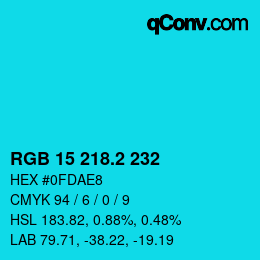 カラーコード: RGB 15 218.2 232 | qconv.com