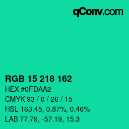 Color code: RGB 15 218 162 | qconv.com