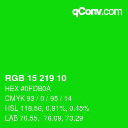 Color code: RGB 15 219 10 | qconv.com